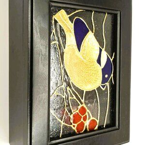 Mixed Media Stained Glass Bird Music Box Vintage Wood NWT